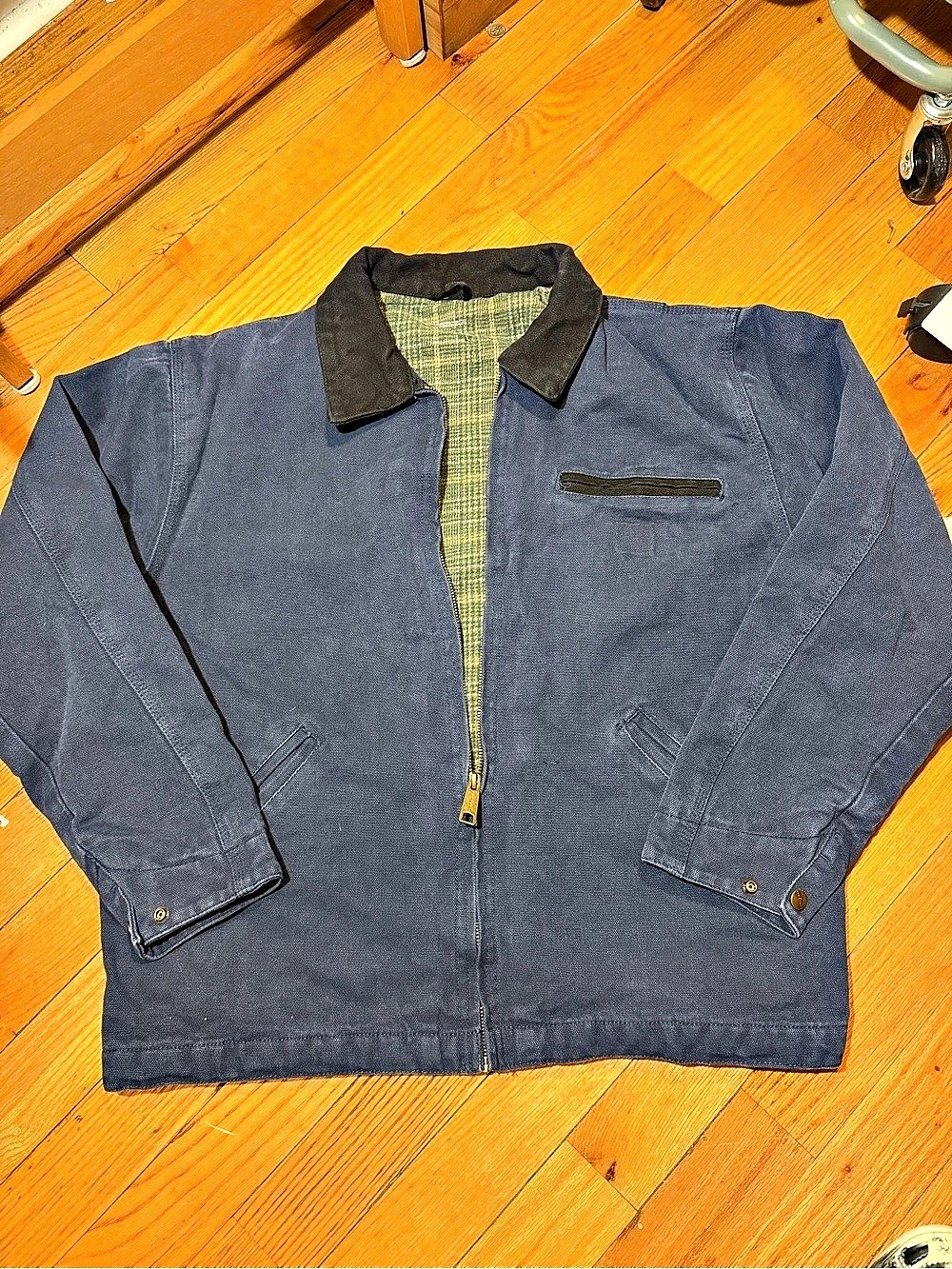 Carhartt style Blanket-Lined Detroit Jacket Men's Blue Plaid
